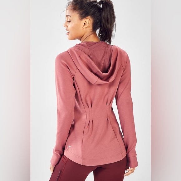Fabletics dark rouge full zip Sammy Hooded Jacket | size large - Picture 2 of 8